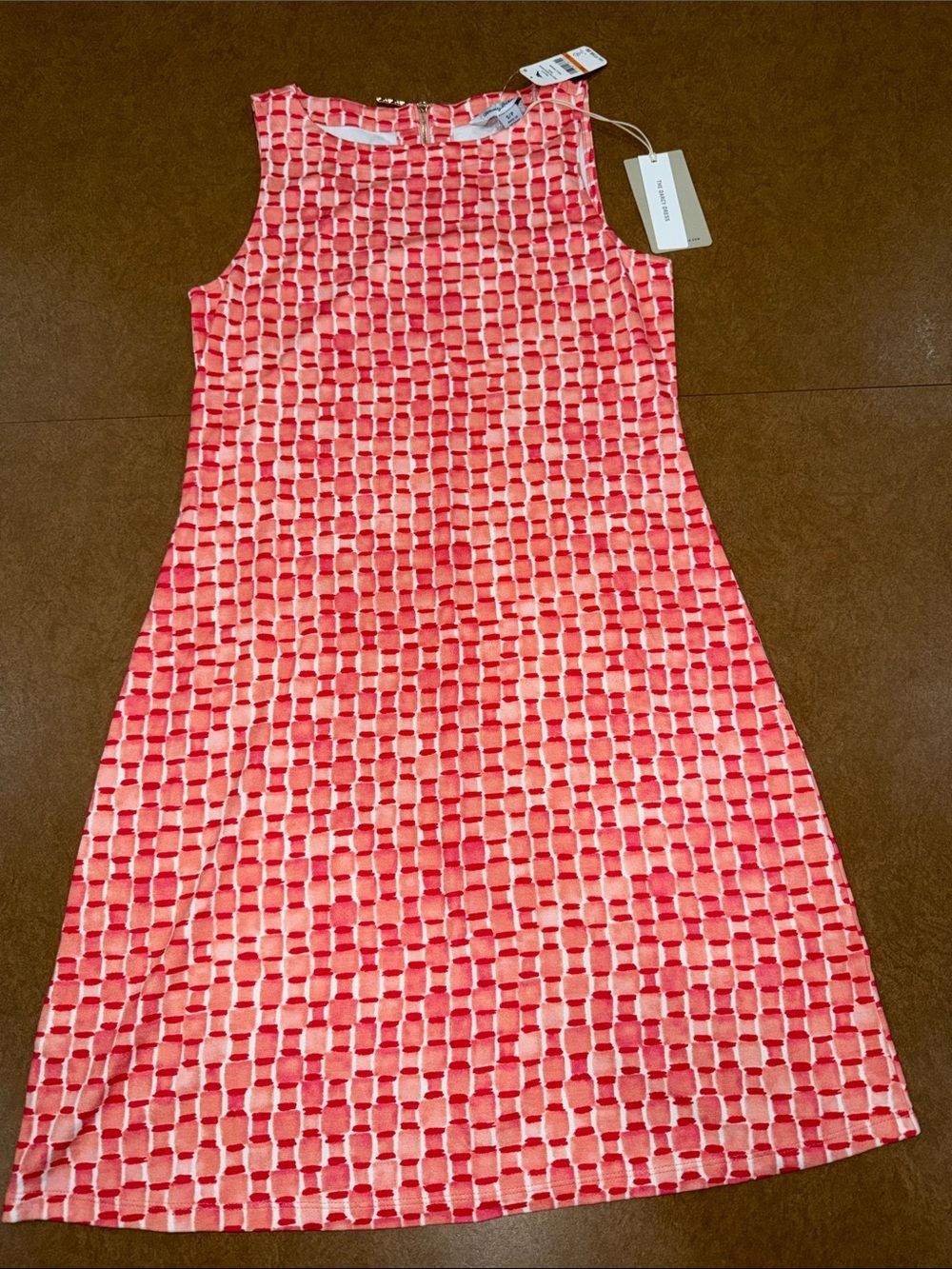NWT Tommy Bahama Darcy Dress • Pink and Coral Geometric Midi Dress • Size S/P